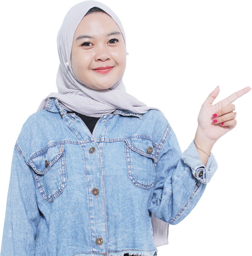 Hijab women showing the direction